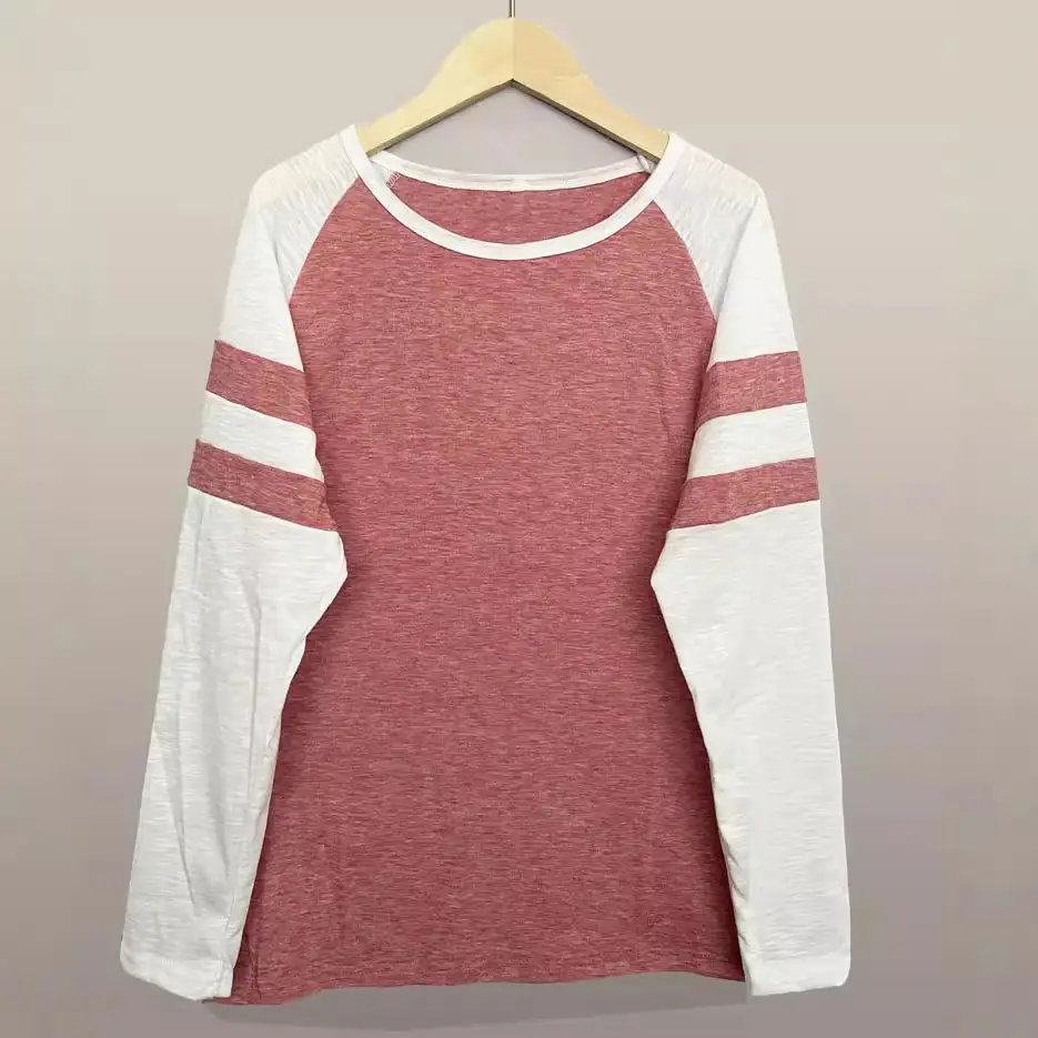 2021 Cross-Border Long Sleeve T-Shirt Red White Stripes - Image 16