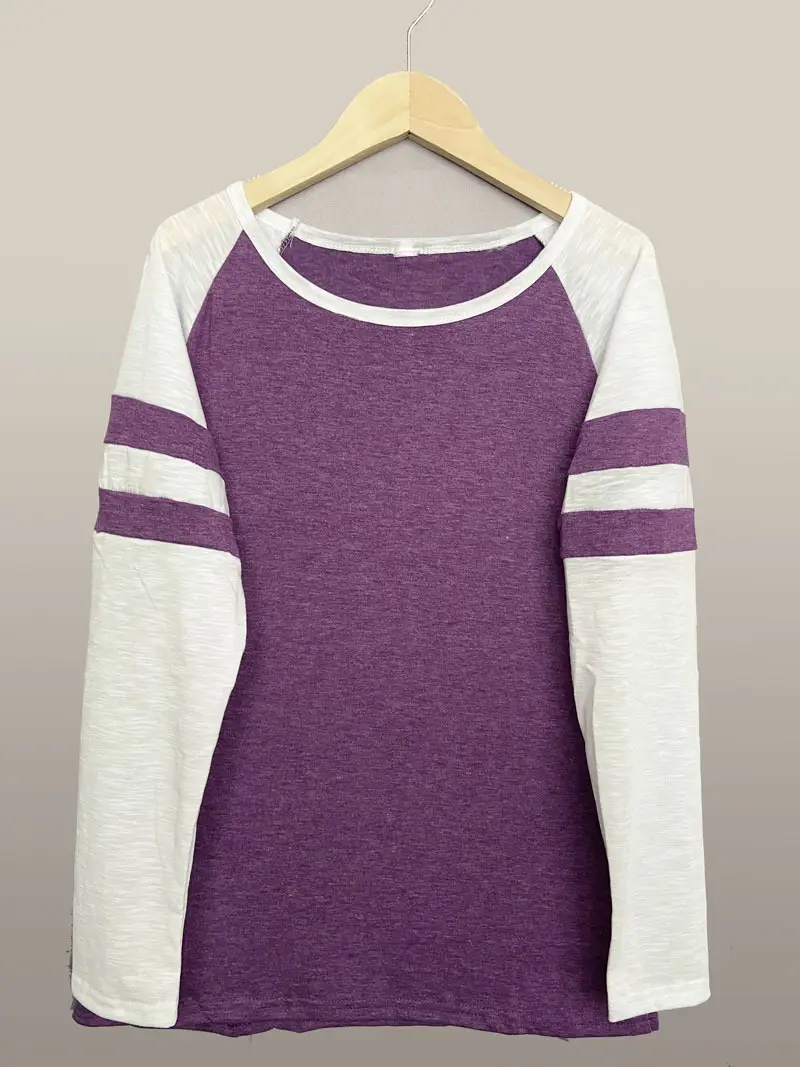 2021 Cross-Border Long Sleeve T-Shirt Red White Stripes - Image 4