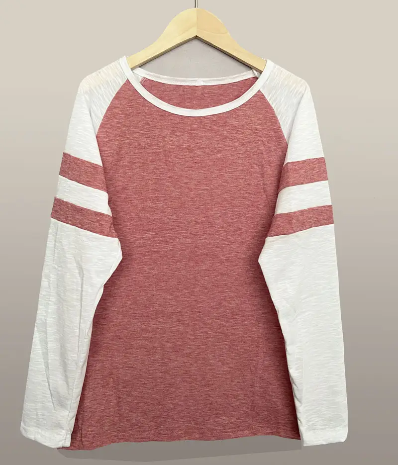 2021 Cross-Border Long Sleeve T-Shirt Red White Stripes - Image 5