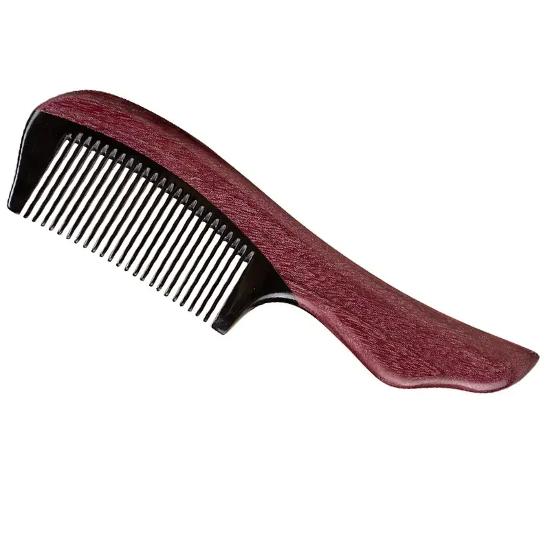 Red Sandalwood Hair Comb with Handle for Styling
