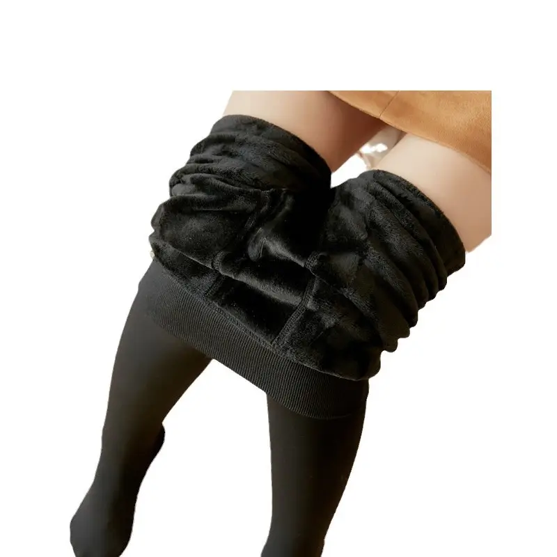 Women Thick Fleece Leggings Plus Size Pearl Black