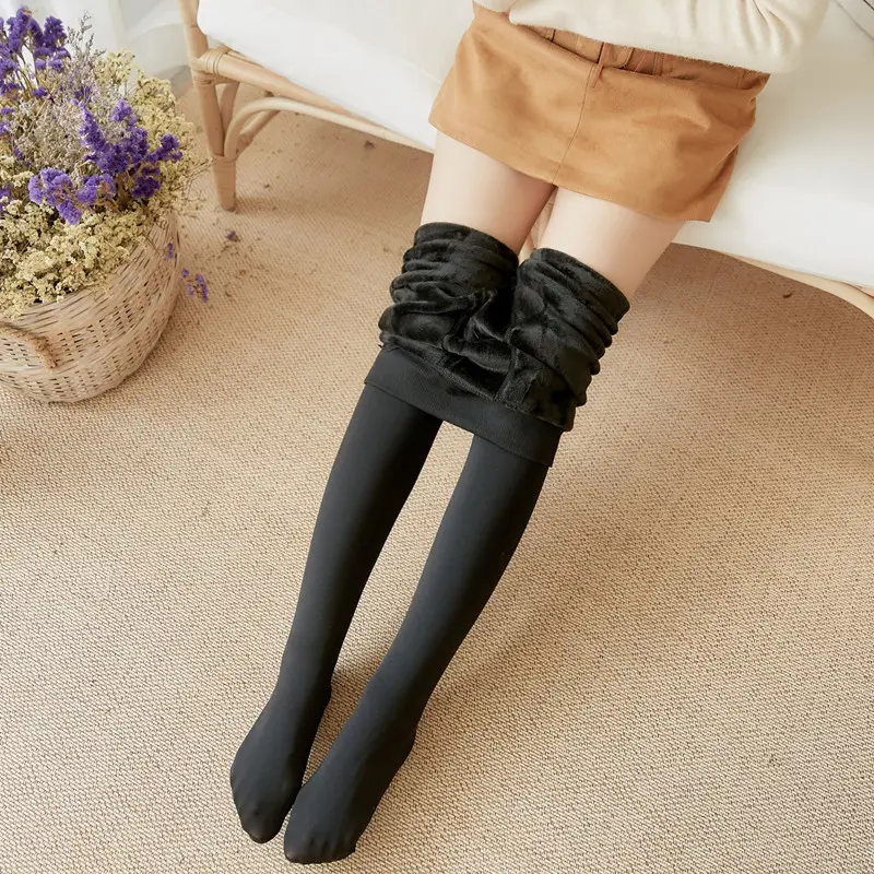 Women Thick Fleece Leggings Plus Size Pearl Black