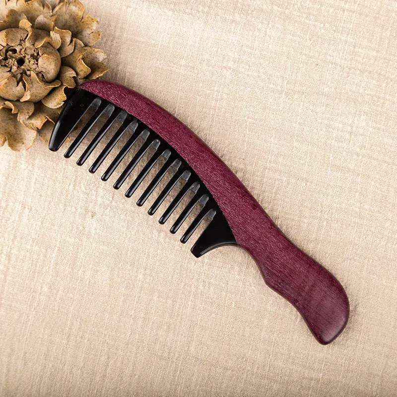 Rosewood Horn Hair Comb Large Double Curved Wholesale - Image 2