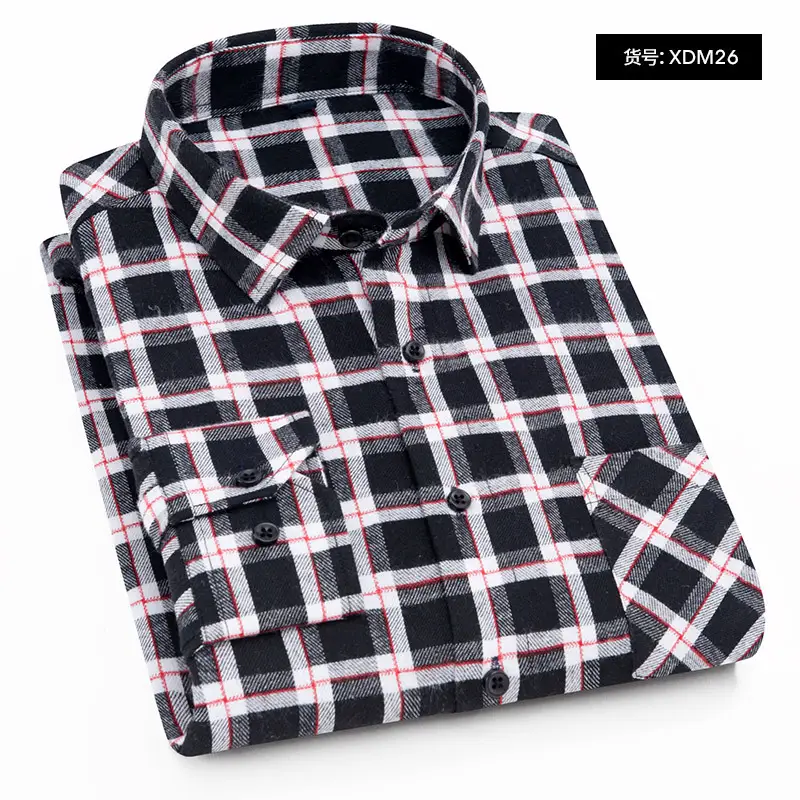 Men's Blue Checkered Flannel Shirt XDM02 - Image 12