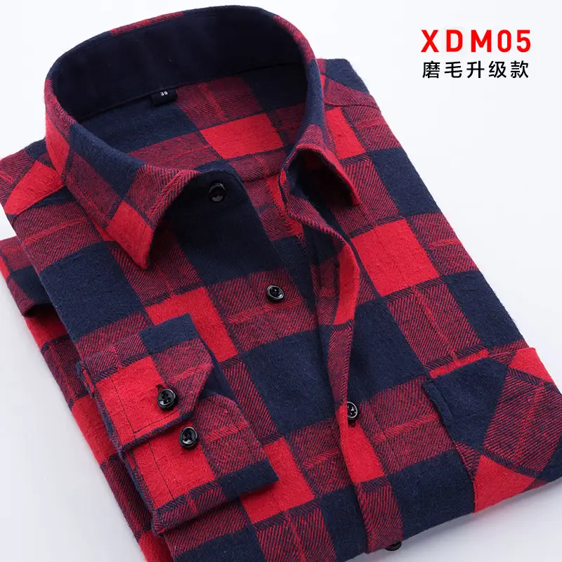 Men's Blue Checkered Flannel Shirt XDM02 - Image 2
