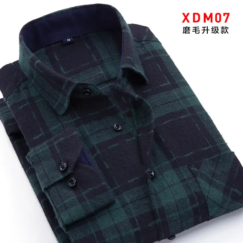 Men's Blue Checkered Flannel Shirt XDM02 - Image 3