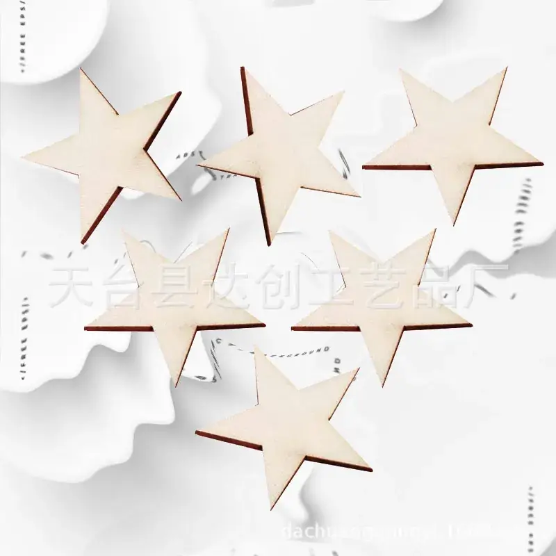 Wooden Five-Pointed Star Decorative Chips for Christmas & Parties - Image 2