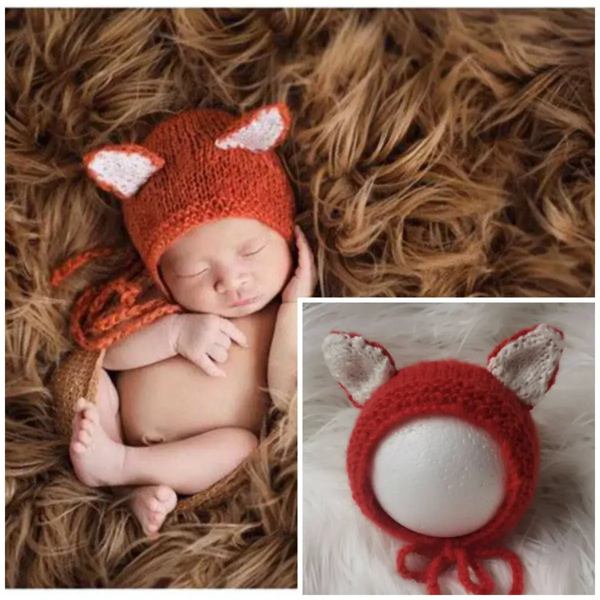 Newborn Photo Hat Mohair Cartoon Full Moon Hundred Days - Image 7