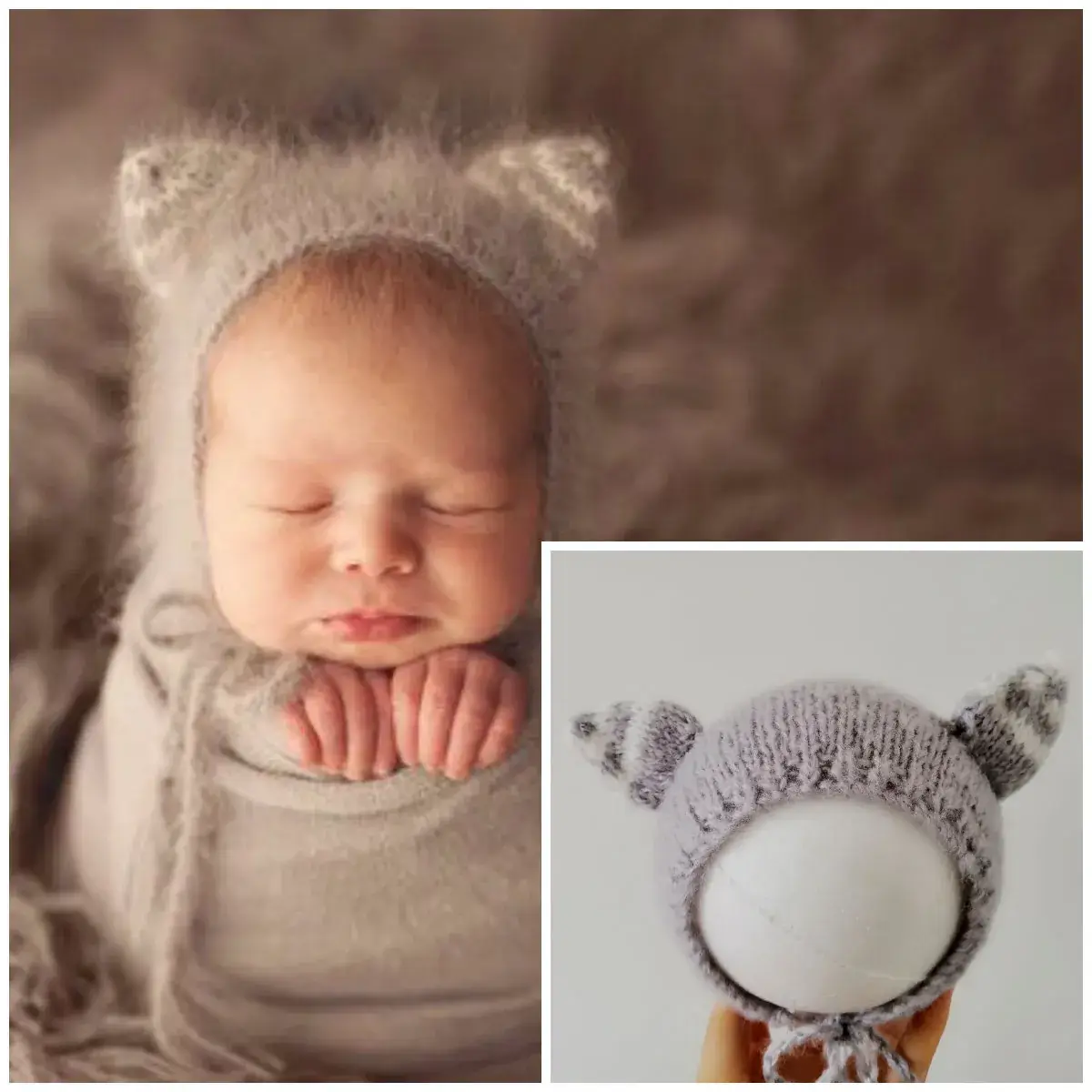 Newborn Photo Hat Mohair Cartoon Full Moon Hundred Days - Image 2