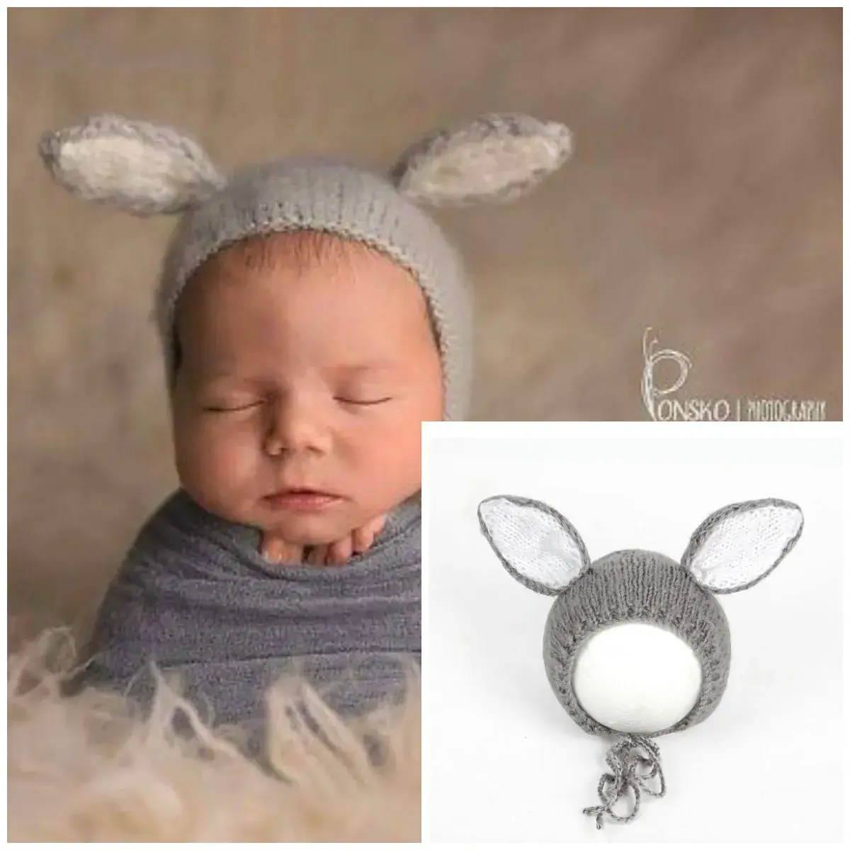 Newborn Photo Hat Mohair Cartoon Full Moon Hundred Days - Image 6