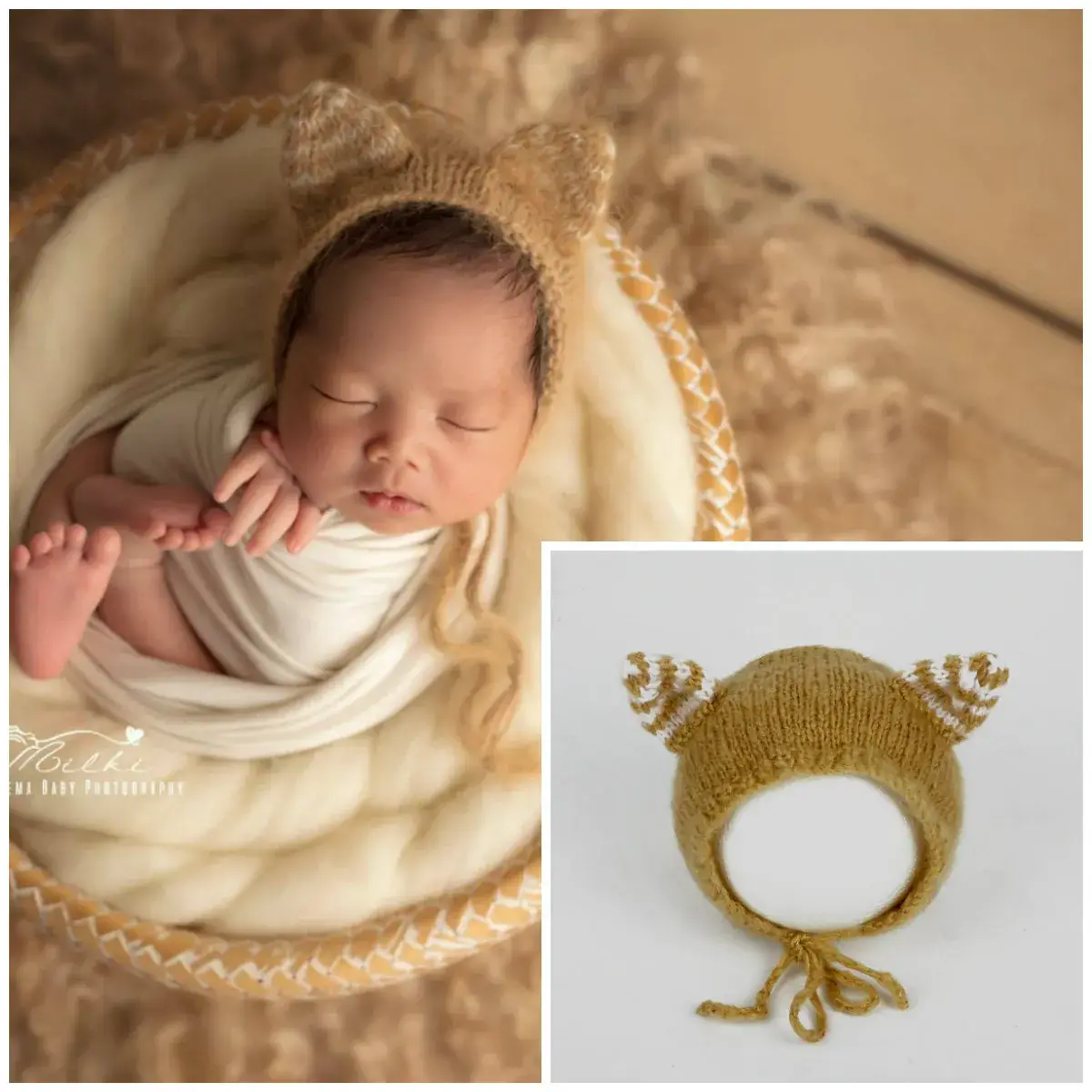 Newborn Photo Hat Mohair Cartoon Full Moon Hundred Days - Image 8