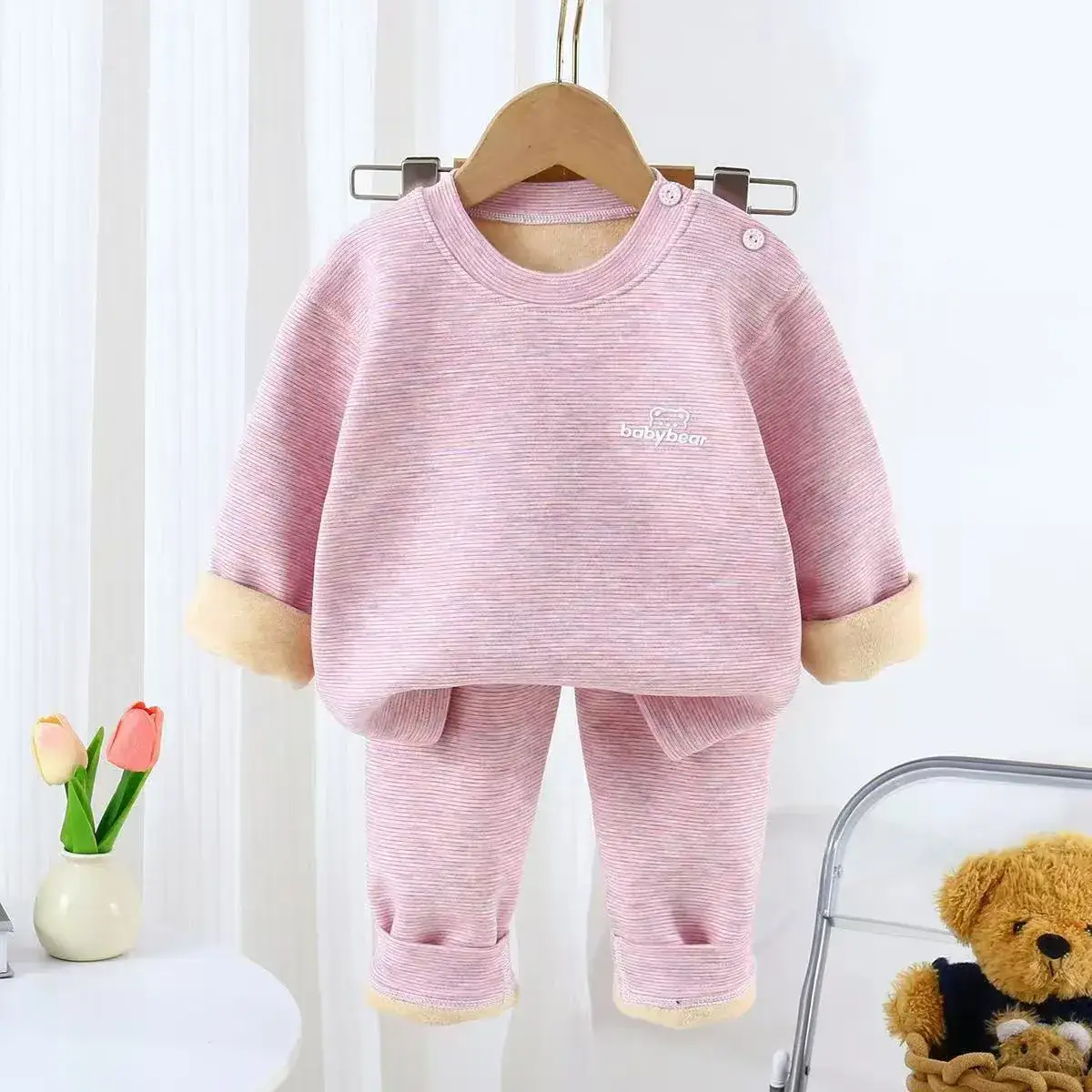 Children's Grey Panda Thermal Pajamas Set Small to XL - Image 3