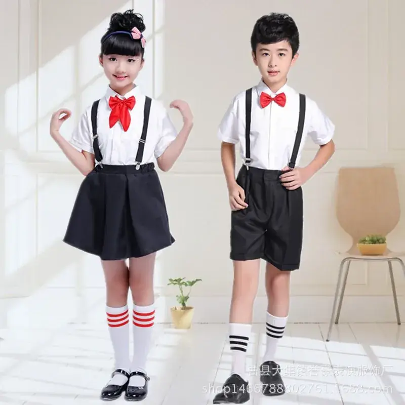Kids Chorus Uniform White Shirt Black Pants with Bow Tie - Image 8