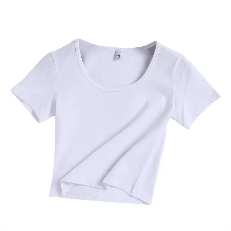 Women White Cotton Round Neck T-Shirt Short Sleeve - Image 13