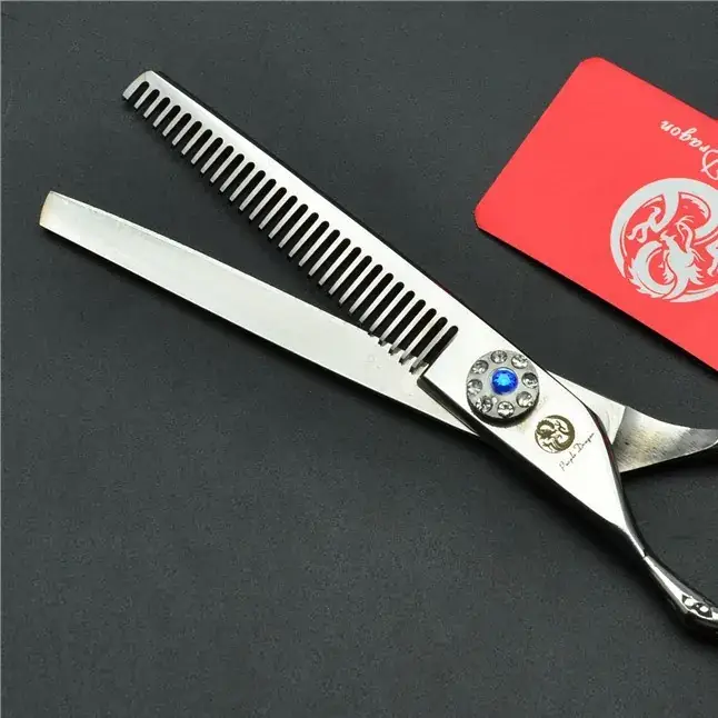 Purple Dragon Silver Barber Scissors 6.0 Inch Left Hand