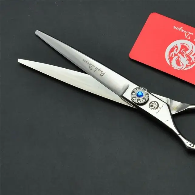 Purple Dragon Silver Barber Scissors 6.0 Inch Left Hand