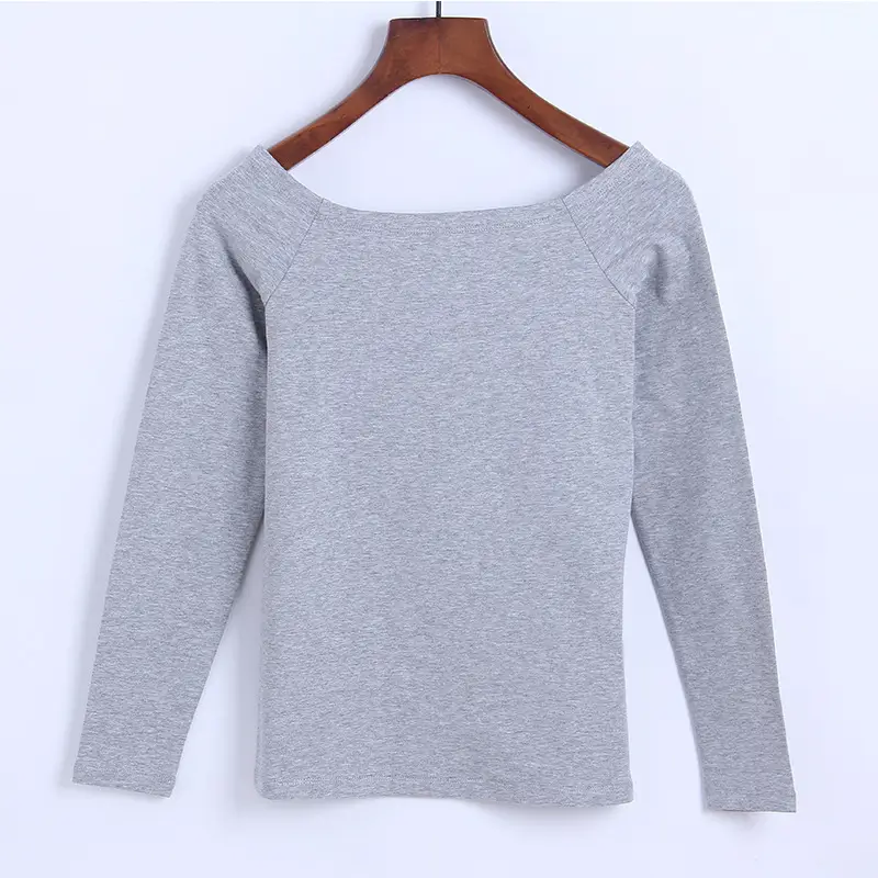 Black Long Sleeve Off-Shoulder Women's T-Shirt