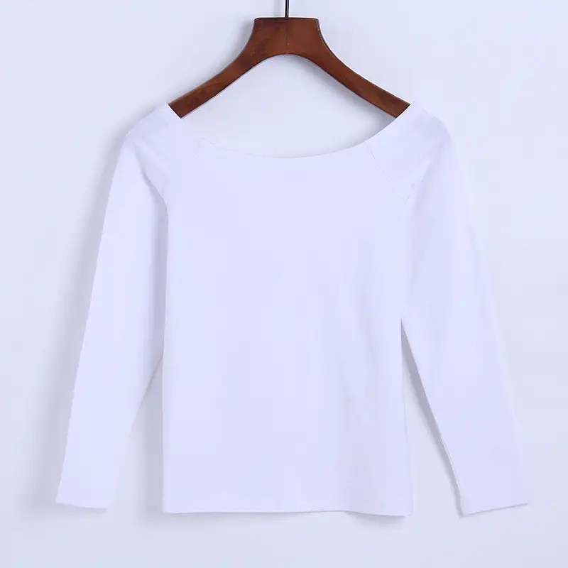 Black Long Sleeve Off-Shoulder Women's T-Shirt