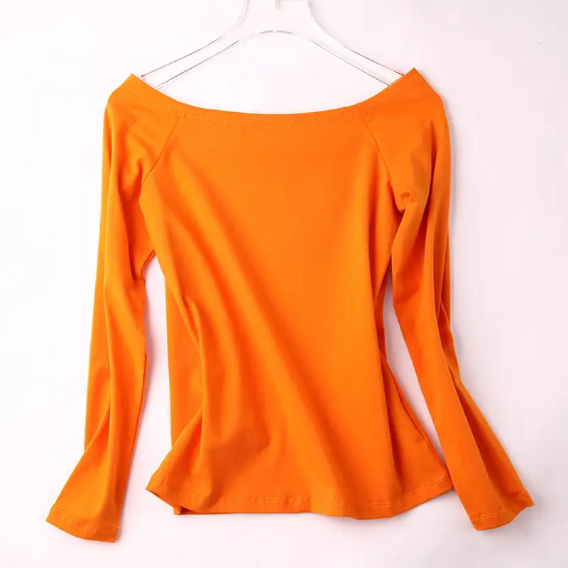 Black Long Sleeve Off-Shoulder Women's T-Shirt