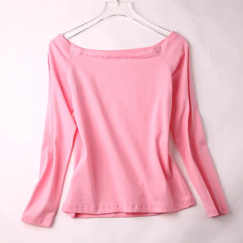 Black Long Sleeve Off-Shoulder Women's T-Shirt