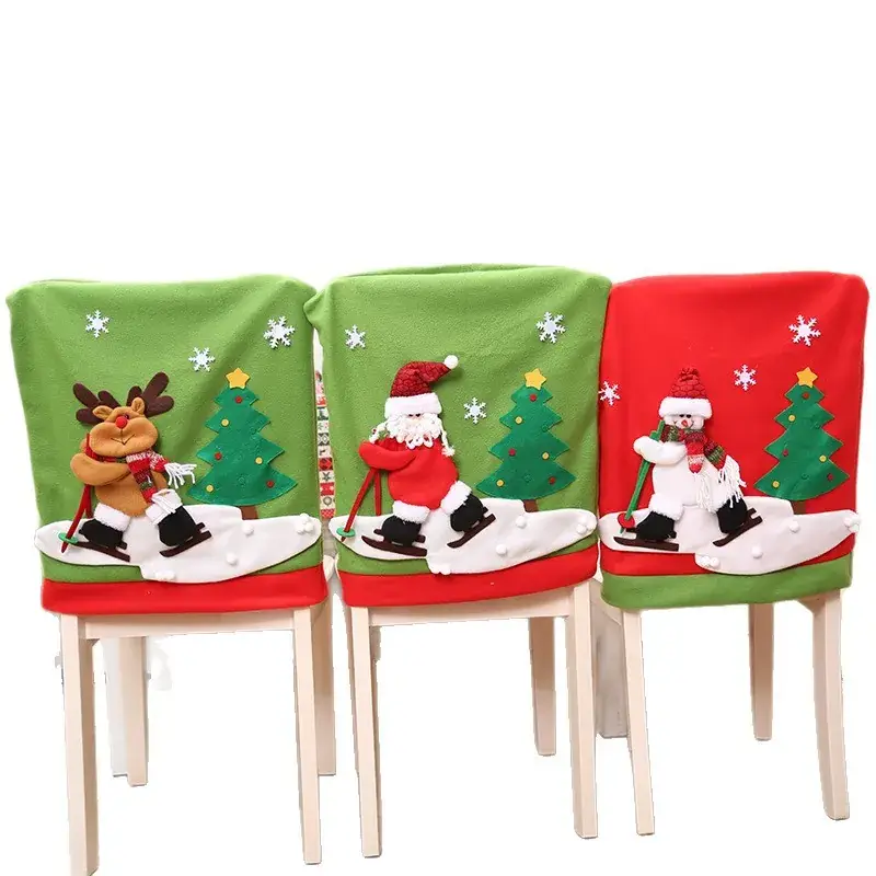 Christmas Chair Covers Cartoon Design Green Red