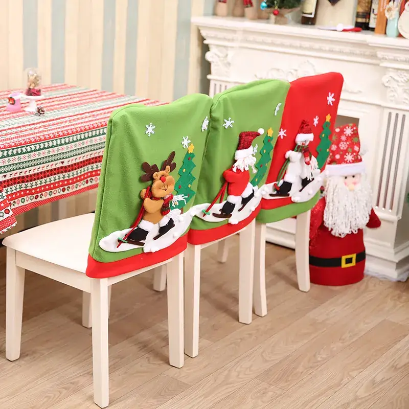Christmas Ski Chair Covers Red Green Decorative Covers - Image 4