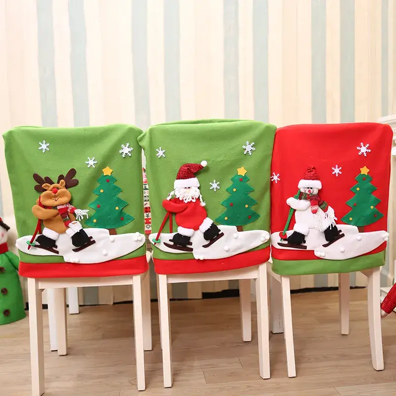 Christmas Ski Chair Covers Red Green Decorative Covers - Image 5