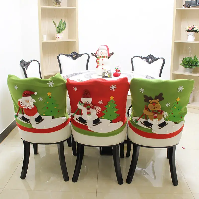 Christmas Ski Chair Covers Red Green Decorative Covers - Image 6