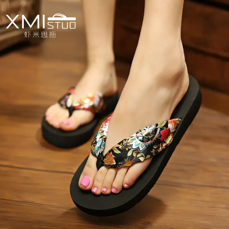 Women Leopard Print Wedge Sandals Summer Flip Flops