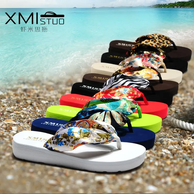 Women Leopard Print Wedge Sandals Summer Flip Flops