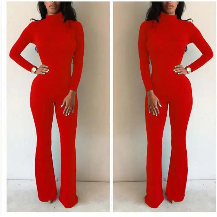 Women Back Zipper Jumpsuit Grey Elastic Slim Fit