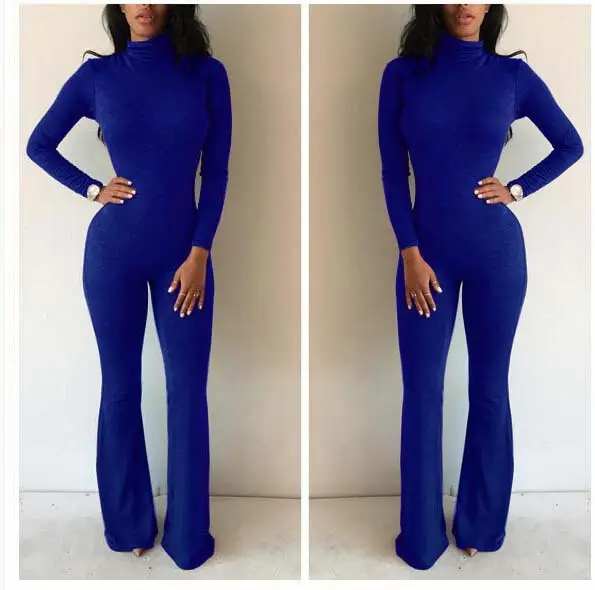 Women Back Zipper Jumpsuit Grey Elastic Slim Fit