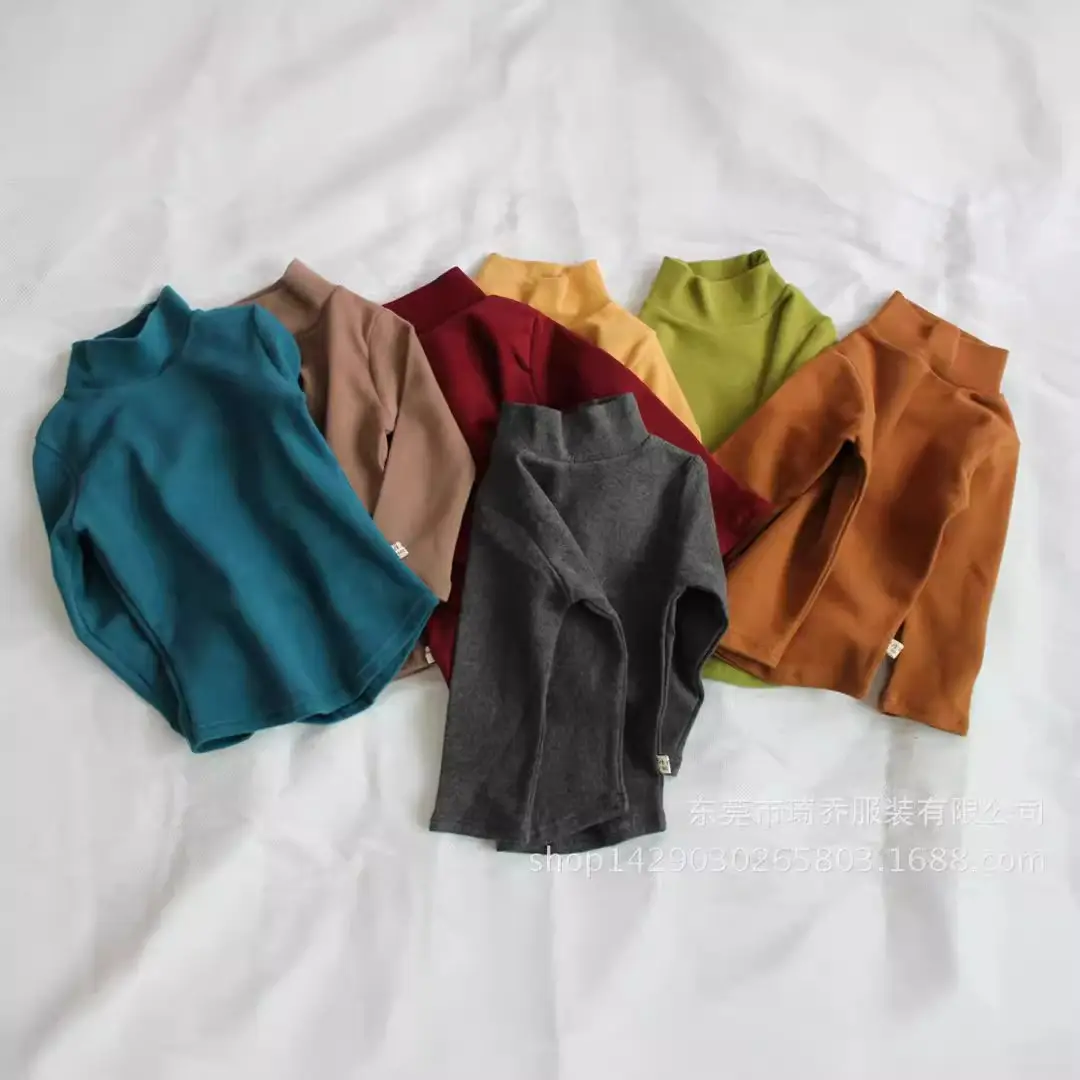 New Spring Boys T-Shirt Long Sleeve Solid High Neck - Image 10