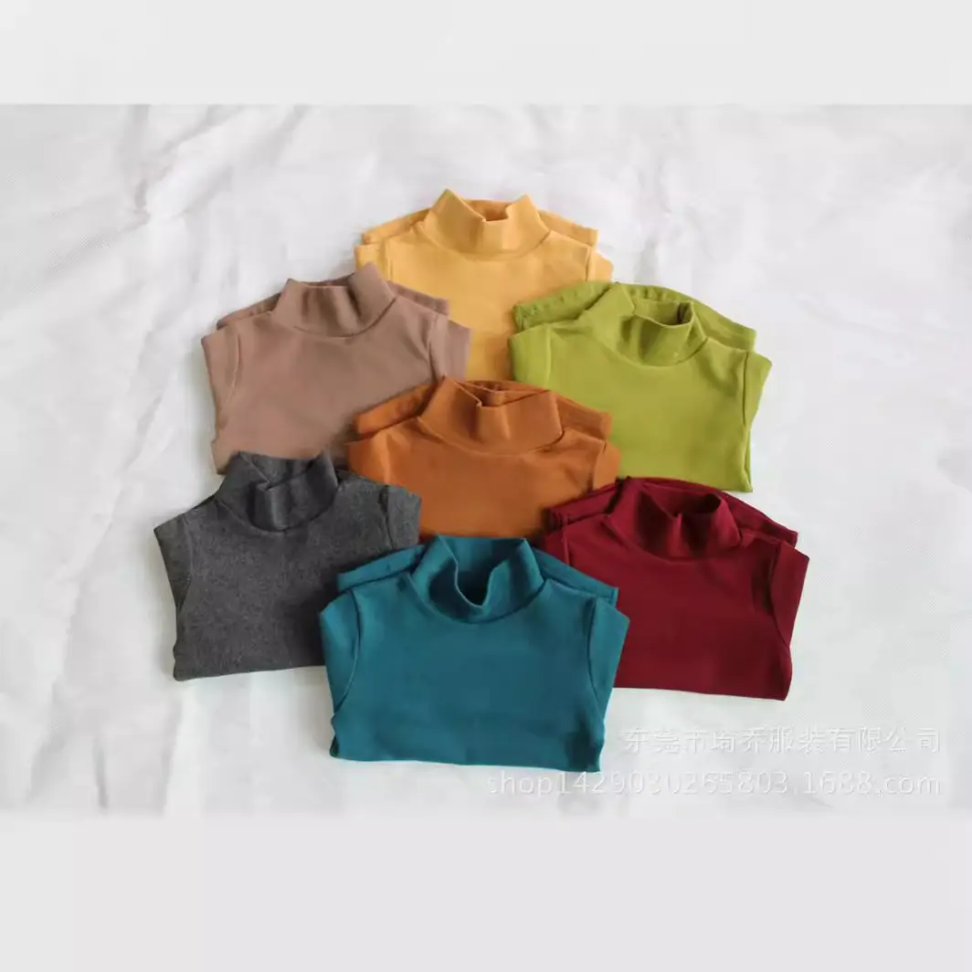 New Spring Boys T-Shirt Long Sleeve Solid High Neck - Image 11