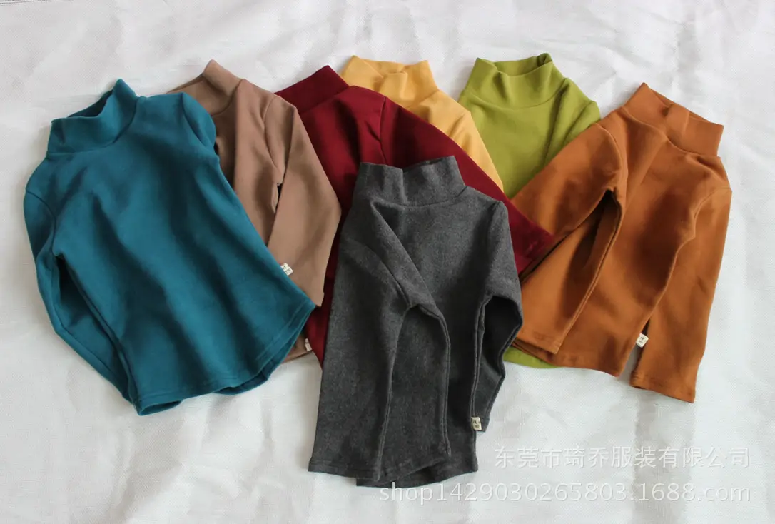 New Spring Boys T-Shirt Long Sleeve Solid High Neck — feature 7
