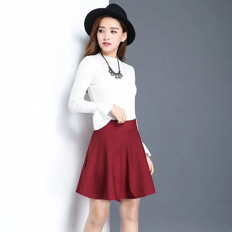 Maroon A-Line High Waist Skirt for Women Spring Summer 2024 Large - Image 4