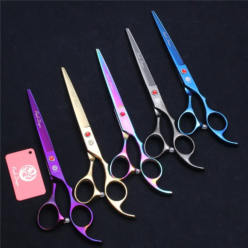 8.0 Inch Silver Hair Scissors with Red Handles