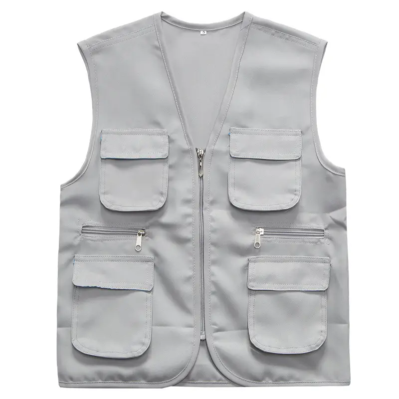 Black Multi-Pocket Sleeve Vest with Zip Front - Image 2