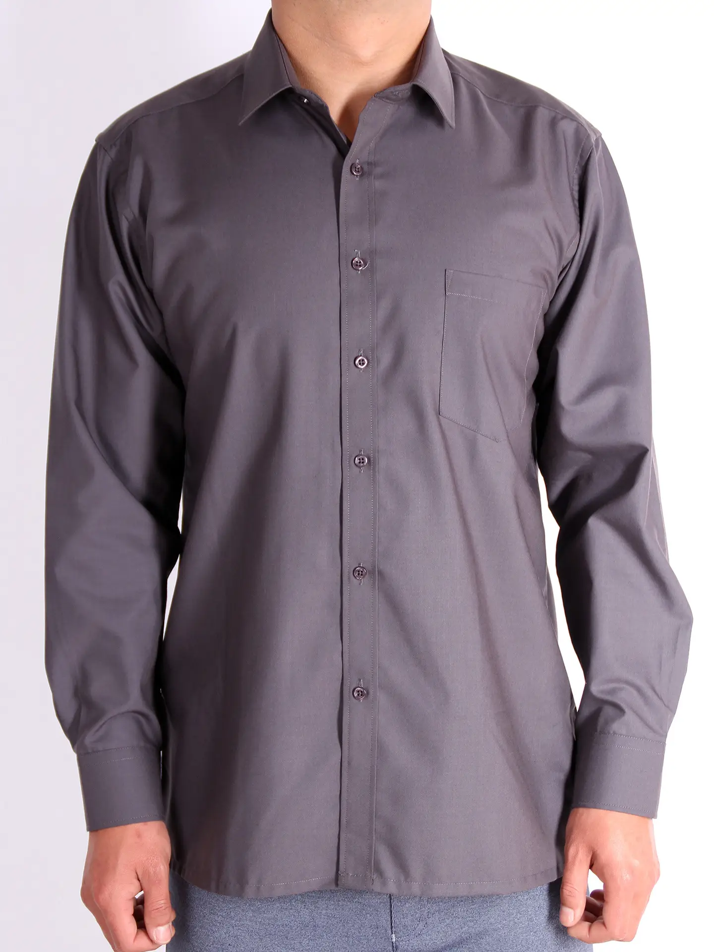 White Long Sleeve Shirt for Men, Loose Hem, Straight Edge, Plus Size - Image 24