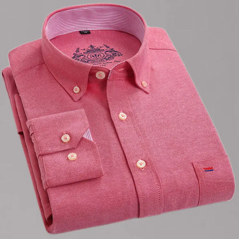 Light Blue Thin Men Long Sleeve Cotton Shirt Middle Age - Image 9