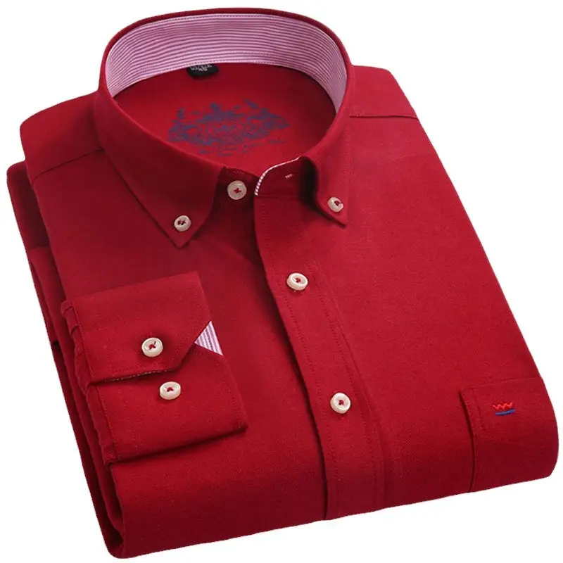 Men's Light Blue Cotton Long Sleeve Shirt Non-Ironing Loose Fit - Image 10