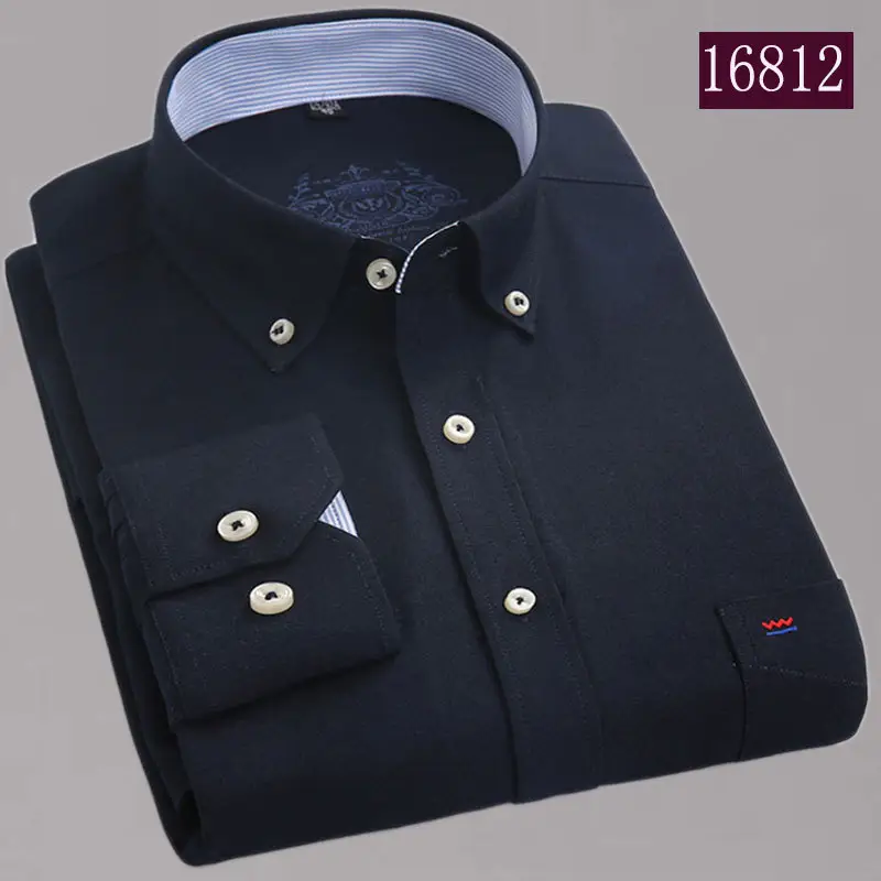 Men's Light Blue Cotton Long Sleeve Shirt Non-Ironing Loose Fit - Image 5