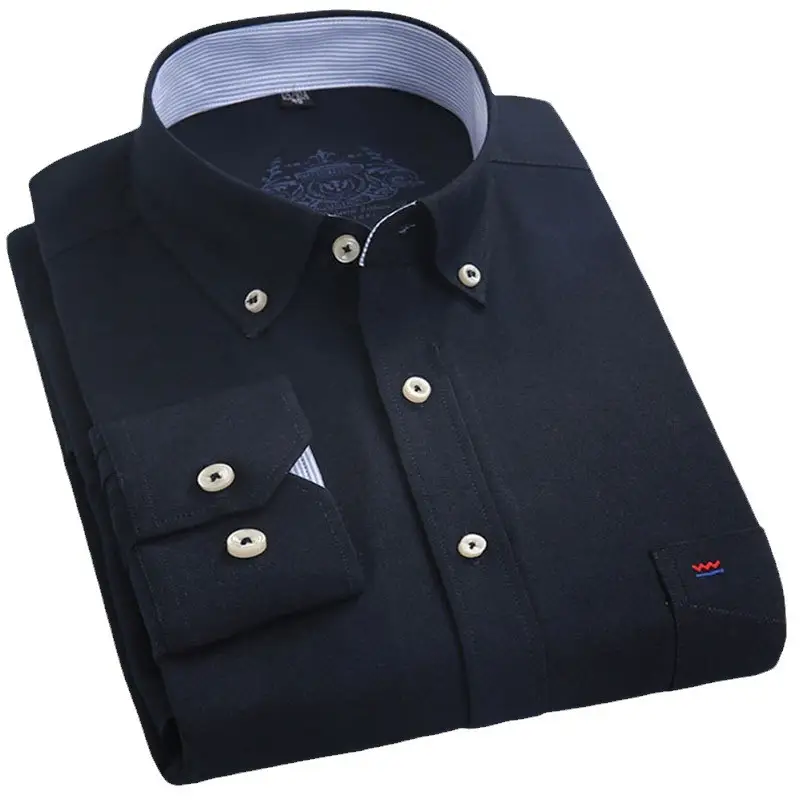 Men Cotton Blue Long Sleeve Shirt Medium