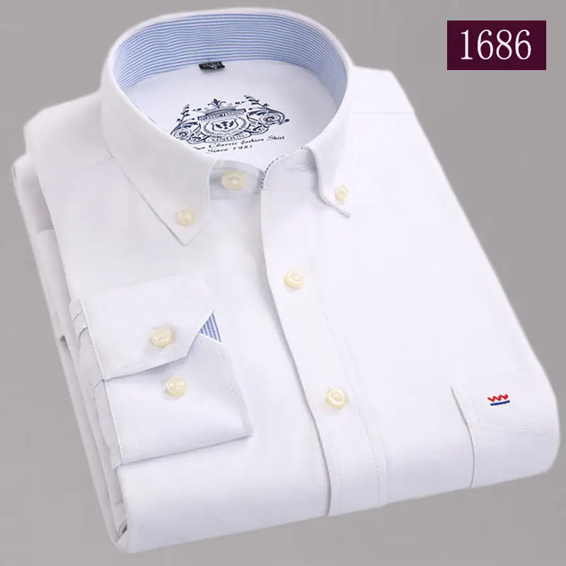 Men Cotton Blue Long Sleeve Shirt Medium