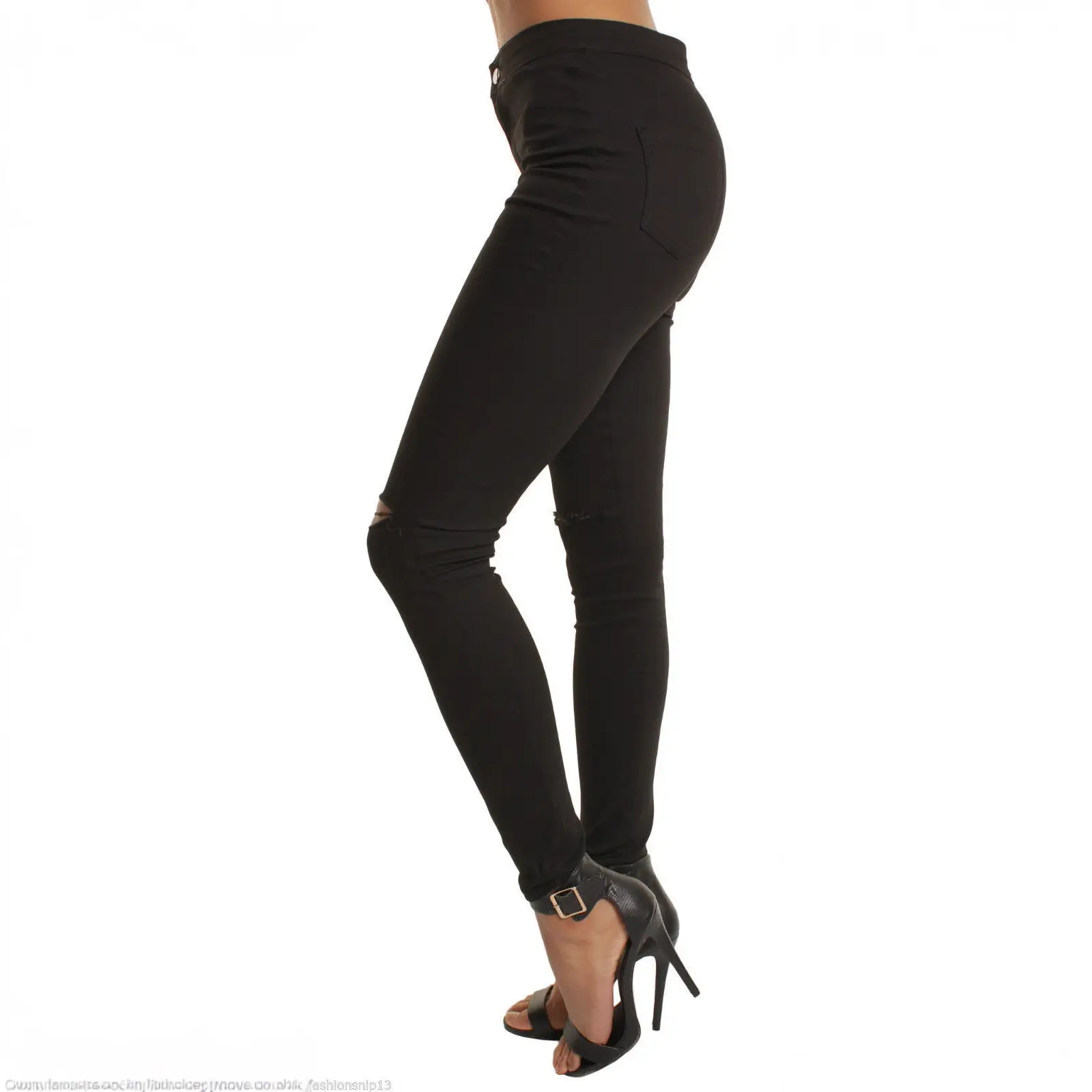 White Slim Fit Ripped Knee Jeans for Women - Image 5