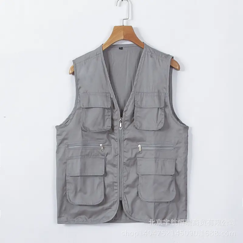 Gray 3-D Pocket Volunteer Vest for Work & Advertising - Image 7