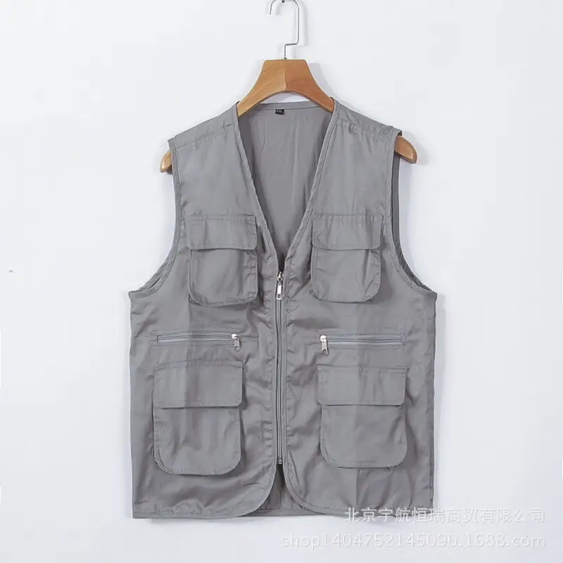 Gray 3-D Pocket Volunteer Vest for Work & Advertising - Image 2