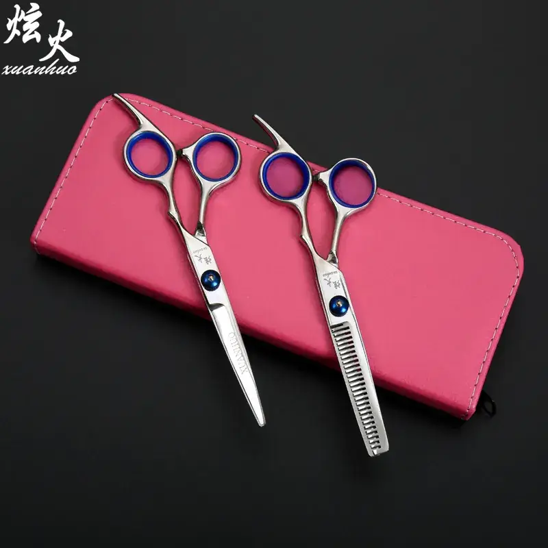 Family Hair Salon Scissors Set with Blue Handles - Image 2