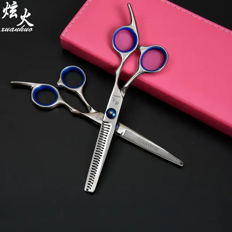 Family Hair Salon Scissors Set with Blue Handles - Image 3