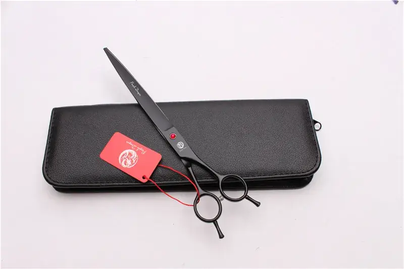 9.0 Inch Purple Dragon Black Pet Scissors Flat Straight Delivery Bag - Image 2